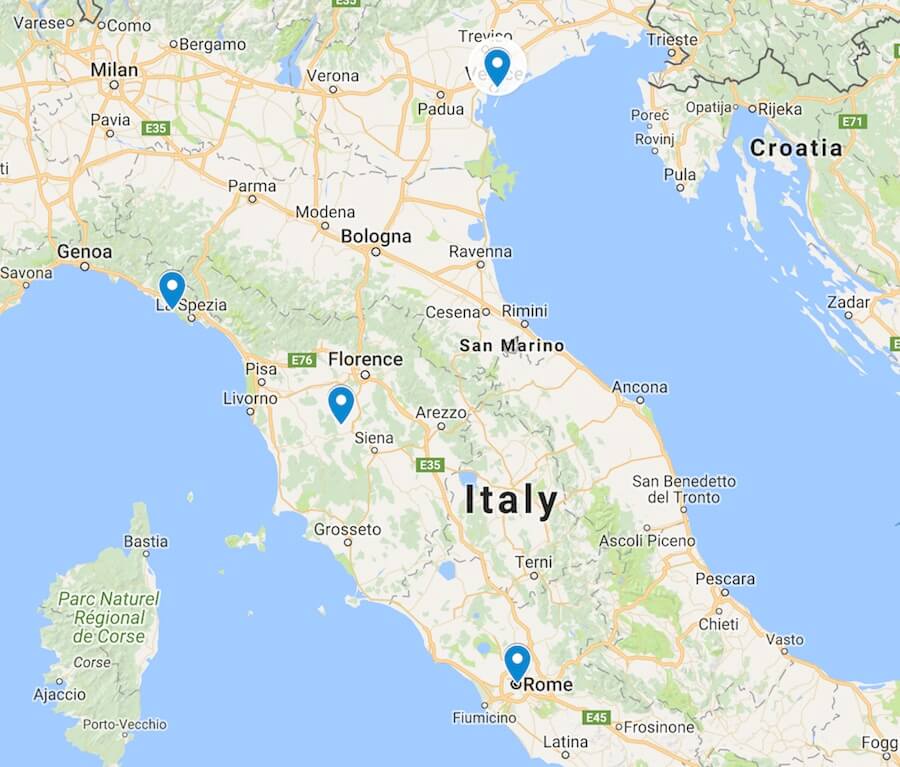 Italy Itinerary Map