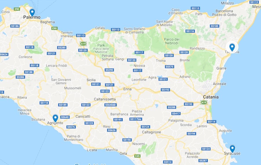 Sicily Travel Itinerary Map