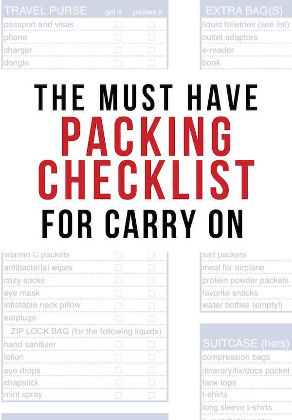 Must Have Packing Checklist
