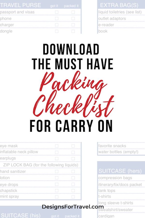 Packing Checklist for Carry On